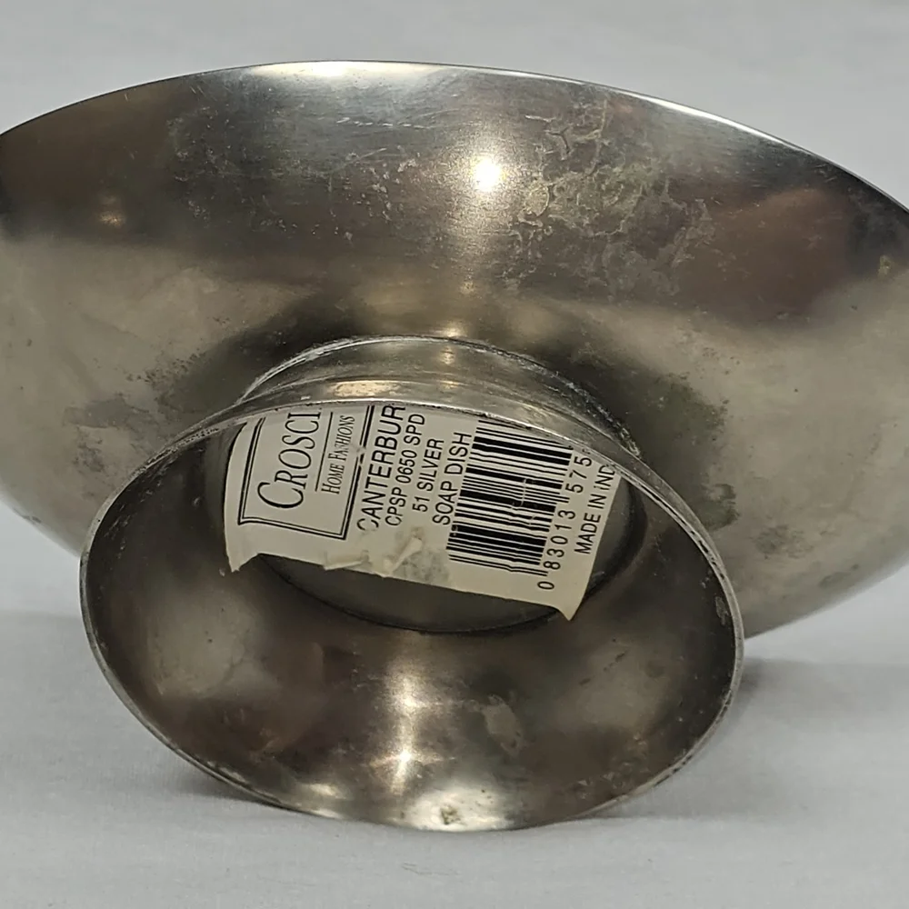 Vintage Croscill Canterbury 51 Silver Footed Soap Dish | Ornate Embossed Border